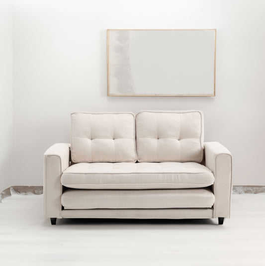 3 Fold Sofa Convertible Futon Couch sleeper sofabed Space saving loveseat Dark Gray & Light Gray & Beige